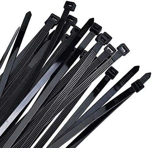 Zip ties 18 inch black Cable ties 50 pcs/Pack outdoor use wire ties with 60 Pounds tensile