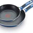 T-fal B037S264 Excite ProGlide Nonstick Thermo-Spot Heat Indicator Dishwasher Oven Safe 8 Inch and 10.5 Inch Fry Pan Cookware Set, 2-Piece, Blue