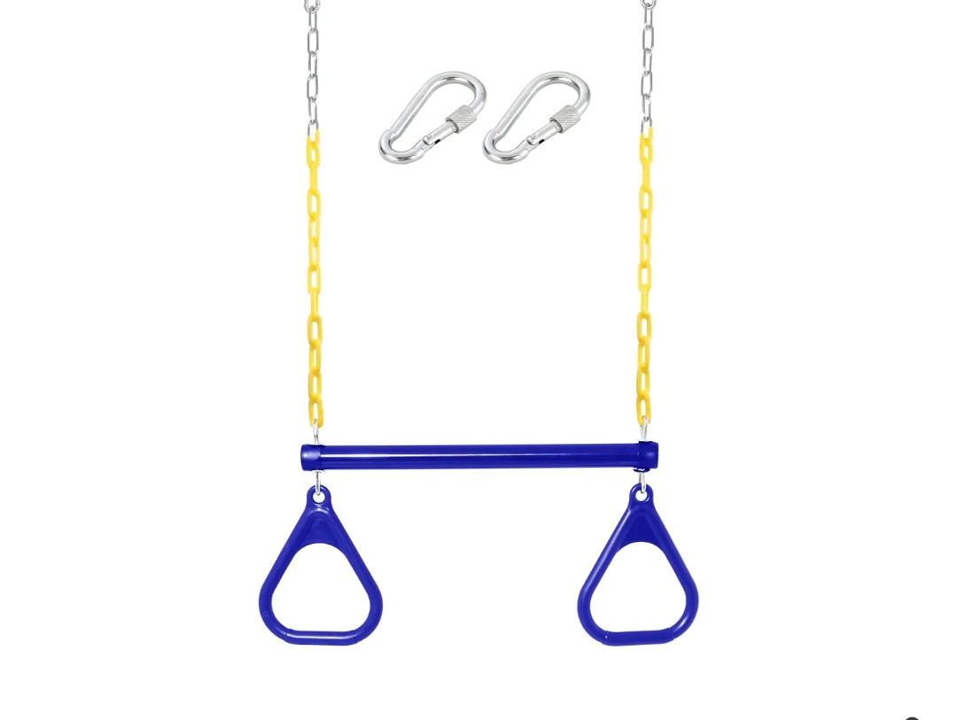 18" Trapeze Swing Bar Rings 48" Heavy Duty Plastic Coated Chains Swing Set Accessories Playground Swing Seat…