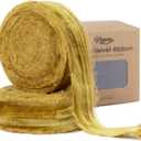 Gold Velvet Ribbon 1 Inch x 6 Yd Crinkled Handmade Frayed Vintage Ribbons for Christmas Gift Wrapping Tree Home Decor Wreath Craft Ornaments