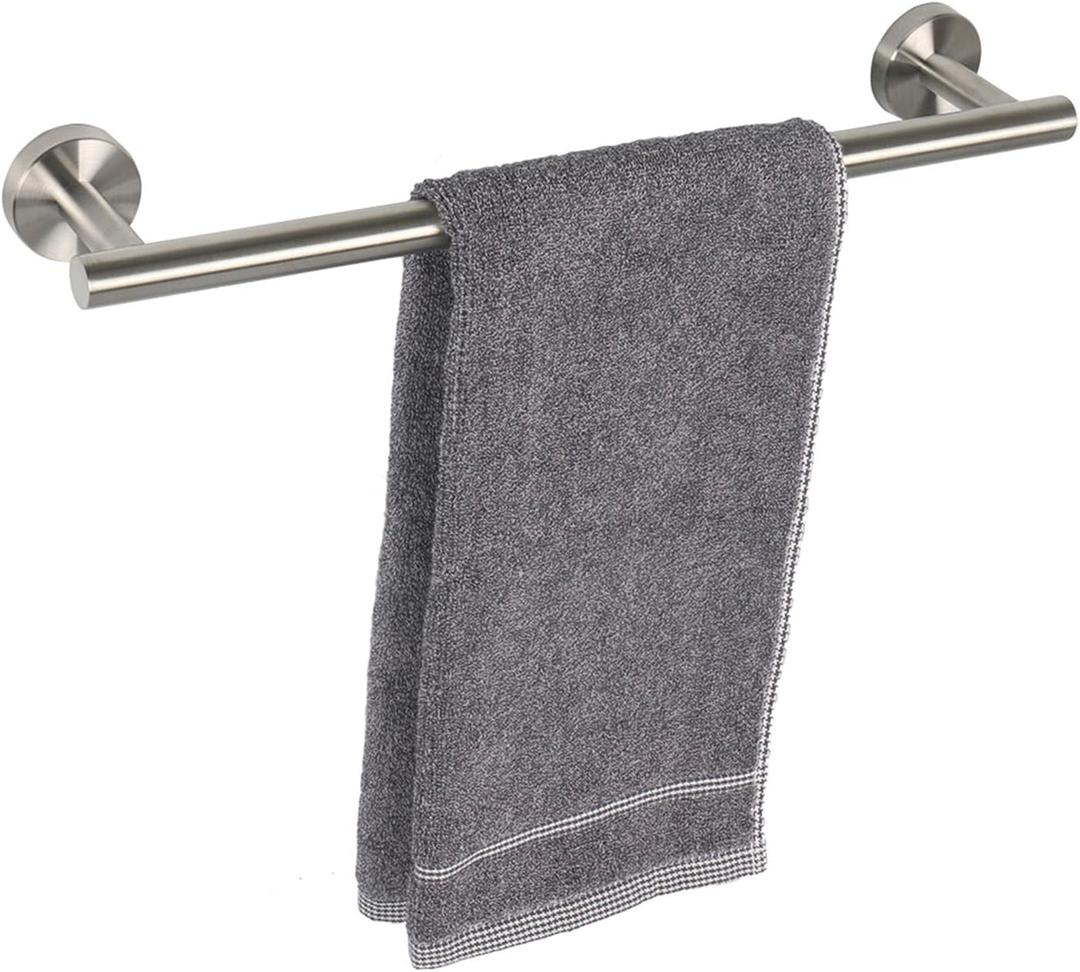 TocTen Bath Towel Bar - Thicken SUS304 Stainless Steel Bathroom Towel Holder, Towel Rod for Bathroom Heavy Duty Wall Mounted Towel Rack Hanger (16IN, Brushed Nickel)