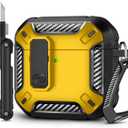 for AirPods 4 Case, Secure Lock Case Cover for Apple Airpods 4 with Active Noise Cancellation 2024, Yellow Case for Airpods 4 with Cleaner Kit and Keychain, Drop Protection