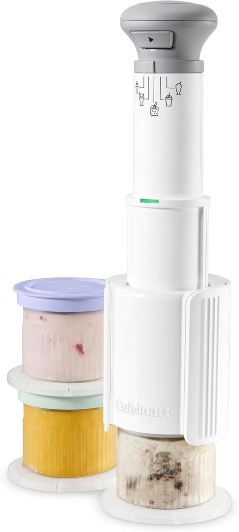 Cuisinart FastFreeze 5-in-1 Ice Cream, Sorbet, Milkshakes, Slushies and Mix-In Frozen Dessert Maker, Compact Machine, Easy to Use, Includes 3 Mixing Cups with Lids, ICE-FD10 (Dessert Maker Machine)