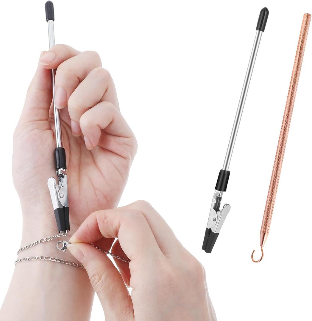 2Pcs Bracelet Helper Tool Stainless Wearing Assistance Tool Aid Jewelry Quick Wear and Removal Metal Hook Equipment for Bracelet Necklace Watch Clasps Zippers Closures Clasps (Silver)