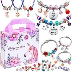 COO&KOO Charm Bracelet Making Kit, A Unicorn Girls Toy That Inspires Creativity and Imagination, Crafts for Girls Ages 8-12 with Jewelry Making Kit Perfect Gifts for 6 7 8 9 10 Girl Self-Expression!