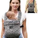 GROWNSY Baby Carrier Newborns to Toddlers, Ergonomic Baby Toddler Carrier Wraps with Head Support, Easy to Wear, Infant Carrier Baby Gift, Travel and Hiking Friendly, 7 to 44 lb (Gray-Leopard)
