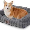 Orthopedic Cat Couch Bed for Indoor Cats, Cute Pet Sofa with Supportive Egg Foam, Fluffy Faux Fur Removable Washable Cover and Non-Slip Bottom