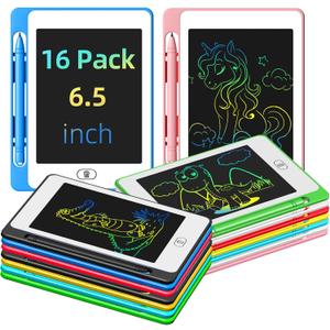 Party Favor 16 Pack LCD Writing Tablet for Kids, 6.5 Inch Colorful Doodle Board, Erasable Reusable Electronic Drawing Pads, Educational Learning Toys Birthday Gifts for Girls Boys Age 3 4 5 6 7 8