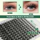 Lash Clusters Kit, DIY 3D Cluster Eyelash Extensions 10‑18mm,144pcs Fluffy D Curl Soft Natural Lashes with Bond and Seal,Remover,Tweezers, Natural Fake Cat Eye Wispy Individual Clusters