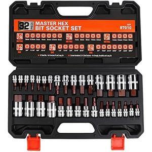 HORUSDY Allen Socket Set, 32-Piece Hex Bit Socket Set,SAE and Metric with Alloy Steel 1/4", 3/8", 1/2" Allen Head Hex Key