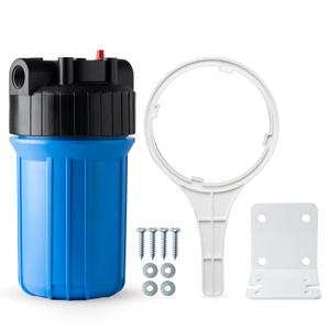 iSpring HB18B Whole House Water Filter Housing, 10" x 4.5" Universal Housing for Whole Home Water Filtration w/ 1" NPT Ports Pre-Filtration System