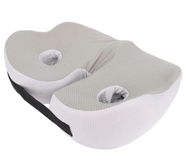 Seat Cushion Chair Memory Foam Support Breathable Detachable Ergonomic Pad, Light Grey