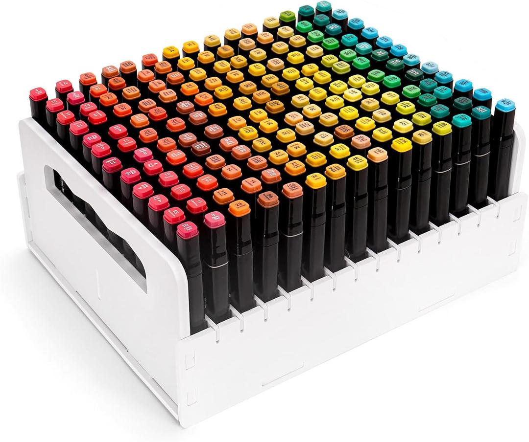 SANFURNEY Marker Pen Organizer Holder for Carts, 180 Slots Art Marker Pens Colored Pencils Rack, Desktop Craft Supply Organizer for Home Classroom Office