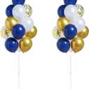 Navy Blue Gold Confetti Balloon Column Stand Kit Set of 2 Included-Balloon Sticks with Base & Pole, Backdrop Decoration for Metallic Chrome Wedding, Baby Shower, Birthday, Anniversary Party