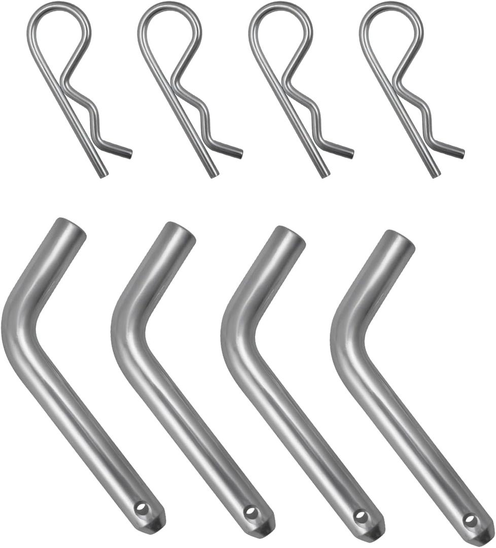 Gasedin 4 PCS Trailer Hitch Pin & Clip, 5/8-Inch Diameter Trailer Hitch Pin & Clip with Grooved Head, Zinc Trailer Hitch Locking Pin & Clip Fit for 2" Receiver, Universal Car Accessories