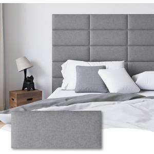 Peel and Stick Upholstered Wall Mounted Headboard Queen Size, 9 Panels Tufted Fabric Headboard,Wall Mounted Headboards, Interior Wall Panels for Bedroom, 10"x24" Dark Grey