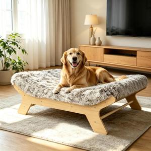 Elevated Dog Bed 40⅞" × 29⅛" × 14", Raised Wooden XL Dog Bed Frame and Mattress for Extra Large Pets up to 90 lbs