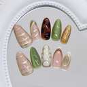 Almond Press on Nails Medium Fake Dopamine False Nails Artificial Stick on Nail for Women 24pcs