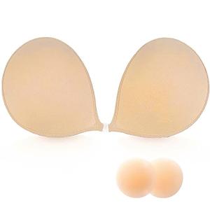 Adhesive Bra Strapless Sticky Bra for Women | Achieve Push up & Breast Lift | Perfect for Backless Dresses (A) Beige