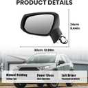 Left Driver Side Mirror Compatible with Toyota RAV4 2019 2020 2021 2022 2023 2024 Power Manual Folding Non-Heated Door Rear View Mirrors 3 Pins