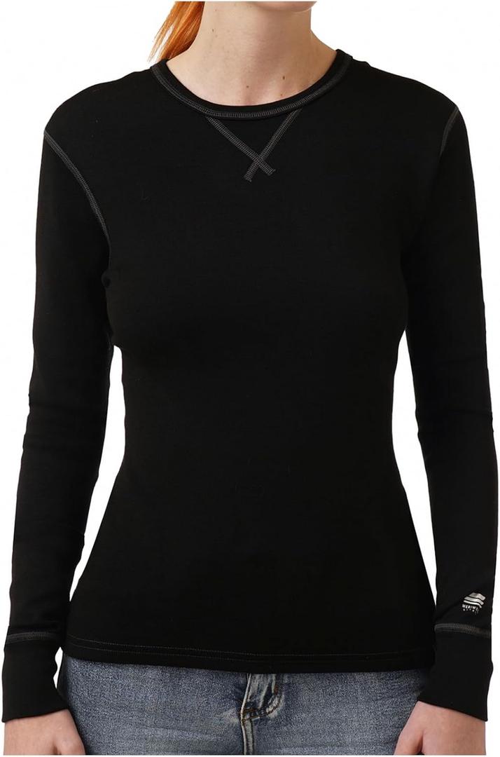 MERIWOOL Womens Base Layer 100% Merino Wool Heavyweight 400g Thermal Shirt for Women (Medium, Black)