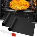 Oven Liners for Bottom of Oven, 2 Pack Reusable Large Thick Heavy Duty Teflon Oven Mat Set, Non Stick Oven Mats for Bottom of Electric Oven Gas Oven Toaster Oven Microwave Stove Grill, Easy to Clean (Black)