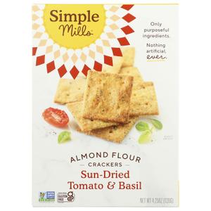 Simple Mills Almond Flour Crackers, Sundried Tomato & Basil, Gluten Free, Flax Seed, Sunflower Seeds, Corn Free, Good for Snacks, Made with whole foods, (Packaging May Vary), 4.25 Ounce