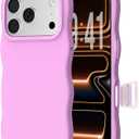 ORNARTO for iPhone 17 Pro Max Case for Women Girls Cute Wave Edge, Camera Control Button, Shockproof Liquid Silicone Phone Case for iPhone 17 Pro Max 6.9", Cherry Blossom
