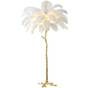 HCJIAJING White Ostrich Feather Floor Lamp, Luxury Resin Ostrich Feather Lamp,Romantic Standing Lamp for Living Room Sofa Bedside Bedroom and Office