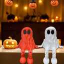 Halloween Mini Ghost Figurines with Articulated Legs - 3D Printed, Set of 4, Funny Gift Home Office Party Decor for Shelves, Desks, and Tables