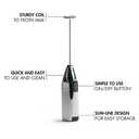 Primula Milk Frother, Handheld Whisk, Drink Foamer, Mini Blender Mixer For Coffee, Frappe, Bulletproof, Matcha, Espresso. Battery Operated, Easy To Clean And Use, Chrome (One Size)