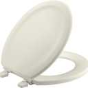KOHLER 4648-96 Stonewood Toilet Seat Round, Wood Seat, Compatible with Standard Round Toilets, Lid with Color-Matched Plastic Hinges, Biscuit
