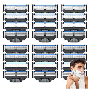 Men's Razor Blades, 24PCS Precision Shaving Blades with Dual Lubrication, Compatible with Mach3 Razors, Close Shave, Men's Universal Manual Razor Blades Refill