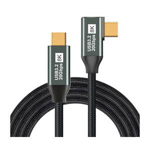 Right Angle USB C to USB C 3.1 Gen 2-3.3FT 8K@60Hz USBC USBC Monitor Cable-20Gbps Data Transfer-100W PD Fast Charging Type C to Type C Video Cable for iPhone 15, iPad, MacBook, TV, Display