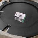 NTC 40 Inch Tribase Boho Wooden Round Coffee Table for Living & Dining Rooms  Waterproof & Heat Resistant, Burnt Black