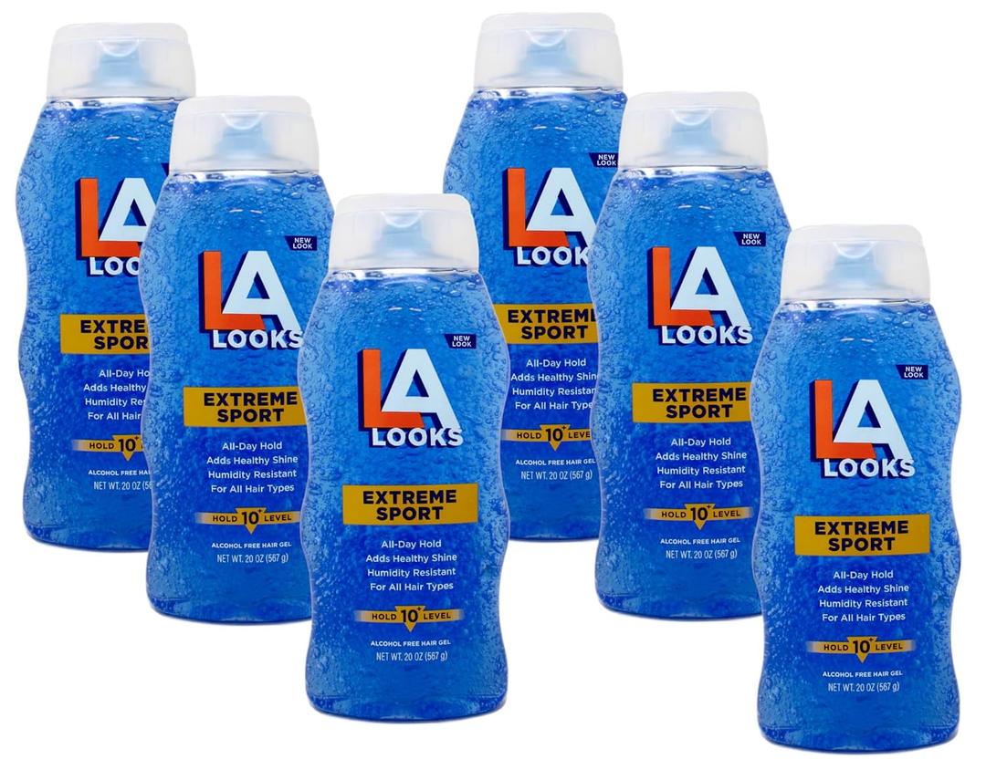 L.A. Looks Sport Xtreme Hold Gel, Hold Level 10+, 20-Ounce (Pack of 6)