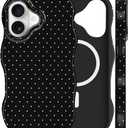 Magnetic for iPhone 17 Wave Polka Dot Phone Case, Black