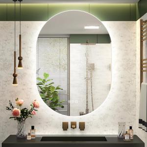 SMIROR Oval Backlit LED Bathroom Mirror, 24x32 Pill-Shaped Lighted Vanity Mirror with Lights for Wall, Dimmable, 3 Colors Lighting, Anti-Fog, Memory Function (Horizontal/Vertical)