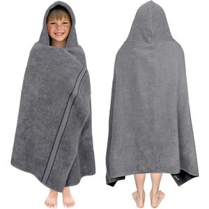 ORIGINAL KIDS Hooded Bath Towel Wrap - Ultra Soft 100% Cotton Terry Large Oversized Hooded Kids Towel - Toddler Big Kid Shower Pool Beach Towel - Absorbent Quick Dry Easy Care Gift - 30x54 - Charcoal