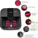 Beinilai Collapsible Foot Spa, Foot Bath with Heat and Massage and Bubble Jets, Foot Soak Tub with Six Non Motorized Rollers, Acupressure Massage Points, Red Light and Removable Pumice Stone