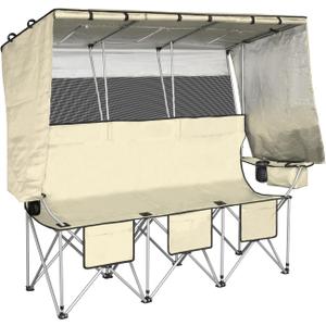 BDL 3 Person Camping Chair with Canopy Shade,Oversized Folding Chair, White, 3-Person,Extra-large Canopy Covers Top/Sides/Front,Cup Holders, Cooler Bag & Pocket,for Outdoor, Lawn & Sports, White