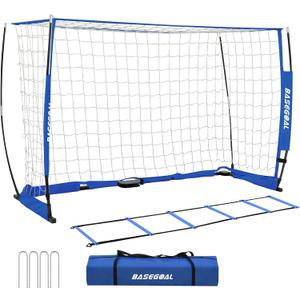 Soccer Goal,Soccer Net,Soccer Goals for Backyard,with Bow Frame,Collapsible Metal Base and Agility Ladder