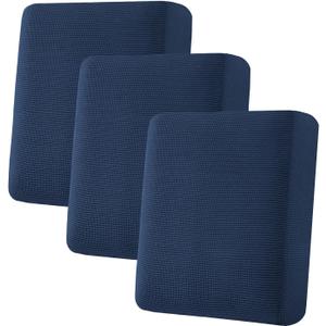 H.VERSAILTEX Super Stretch Stylish Cushions Covers/Furniture Cover Spandex Jacquard Small Checked Pattern Super Soft Slipcover Washable Individual (3 Cushion Sofa, Navy)