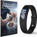 Vibrating Alarm Wristband Wrist Alarm Clock Watch Vibrating Band Vibrates Silent Bracelet Alarms for Heavy Sleepers That Won't Wake Partner Wearable Shock Devices to Wake up Bands for Deaf Sleeper, Black