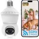 Light Bulb Security Camera, 2.4G/5GHz WiFi 2K Security Cameras Wireless Outdoor Indoor,Bulb Cameras for Home Security,AI Human Detection,Siren Alarm,2 Way Talk,Color Night Vision,Compatible with Alexa