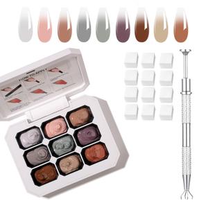 SMSMYXF Ombre Gel Nail Polish Set, 9 Colors, UV Pat Painting Gradient Blooming Gel Kit with Application Guide Ombre Pat Nail Polish Pigment for nail,Gradient Painting