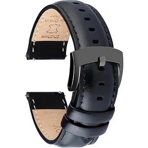 Leather Watch Bands Quick Release, Elegant Top Grain Leather Watch Straps for Men & Women, Choice of Color & Width - 18mm, 19mm, 20mm, 21mm or 22mm Wristbands Bracelet for Watch & Smartwatch