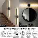 Battery Operated Wall Sconces Set of 2, Dimmable 6000mAh Rechargeable Wall Lights, LED Wall Lamp with Remote Control