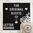 Black Felt Letter Board Baby Announcement Sign with Rustic Wood White Frame - Rustic Farmhouse Letter Board Sign with Stand - 10x10 Felt Board Changeable Message Board with 350 Letter Set
