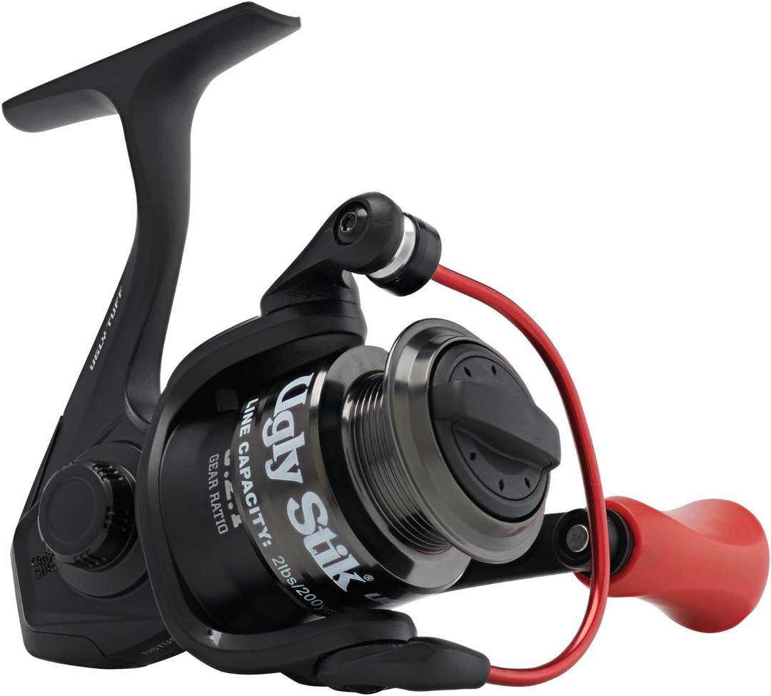 Ugly Stik Ugly Tuff Spinning Spinning Reel, Size 25, 5 Stainless Steel Ball Bearing System, Oil Felt Front Drag Drag, Max of 16.5lb I 7.5kg, Black